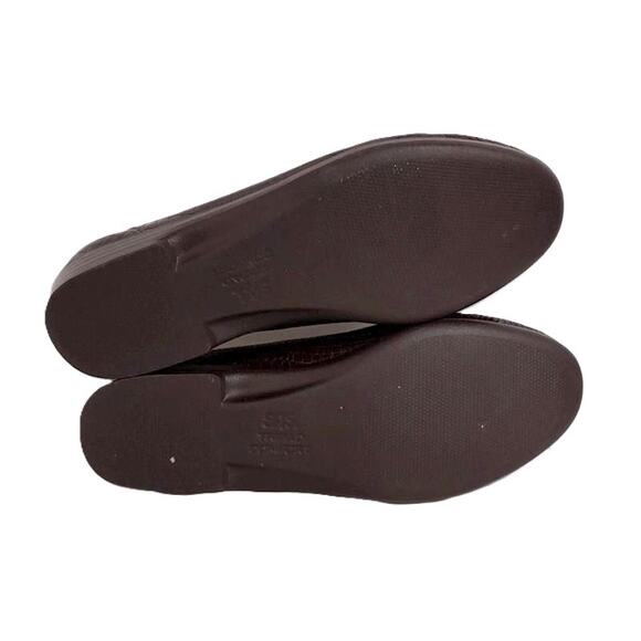 SAS Simplify Brown Faux Croc Patent Leather Comfort Loafers 8W - Picture 5 of 9